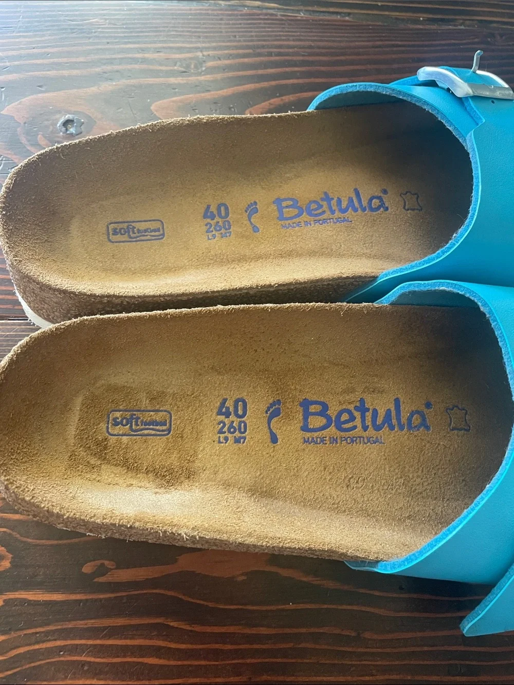 Betula Women's Turquoise Double-Buckle Slide Sandals